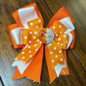 University of Texas Longhorns burnt orange white girls hair bow clip football